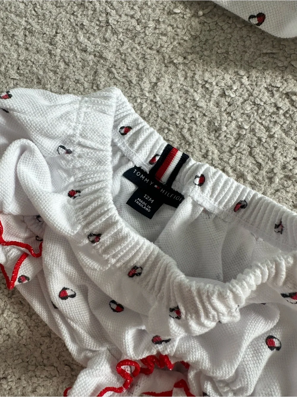 Tommy Hilfiger Baby White Red Trim Two-Piece Too & Bloomers